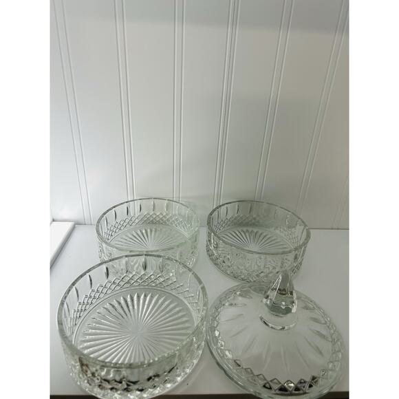Indiana Glass 3 Tiered Apothecary Jar Vintage 4 Pc Stacking Candy Dish - Picture 6 of 9